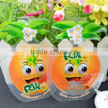Customized Special Shape Plastic Packaging Bag For Orange Juice