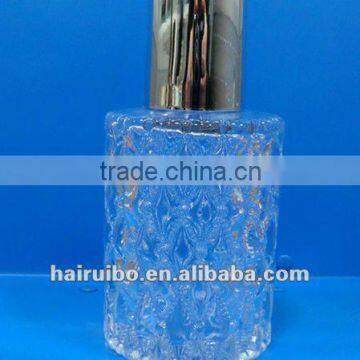 150ml cylinder embossed reed diffuser glass bottle with silver cap
