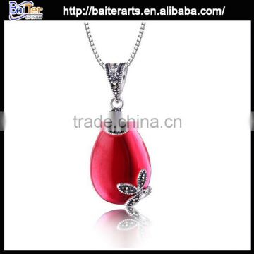Custom wholesale jewelry 925 sterling silver red gemstone pendants