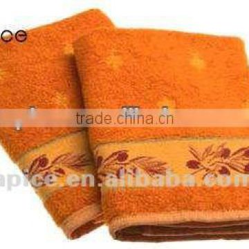 Orange cotton jacquard bath towel
