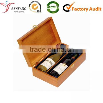 High quality timber wood satin fabric inside packing box with 2 hinges and clasp closure for men's gift