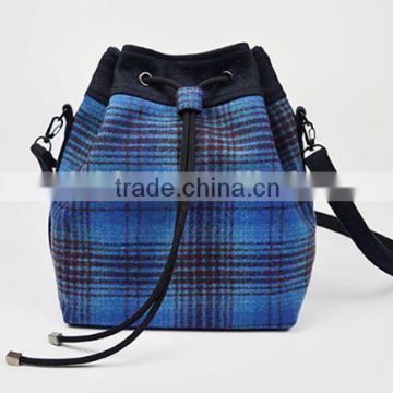 Chic tweed drawstring messenger bag from Shenzhen factory
