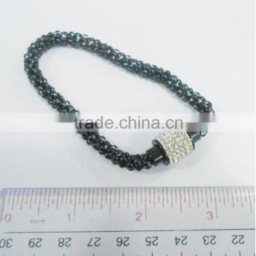Stainless Steel Magnet Bracelet with Crystal Charm