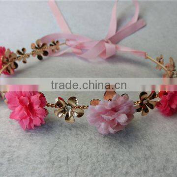 Baroque flower metal headband gold metal leaves Pearl thin hair band wedding bridal crown hair accessories girls FHHBC5001
