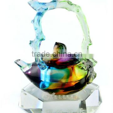 Handmade pate de verre crystal glass kettle