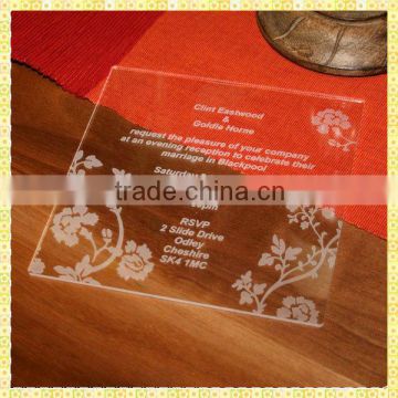 Customized Engraved Glass Meeting Invitation Cards For Guest Souvenir Gifts