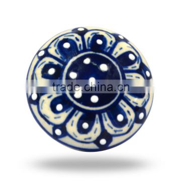Ceramic Embossed Blue Flower Knob