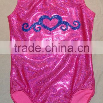 gymnastics leotard fabric pink twinkle with Royal blue heart