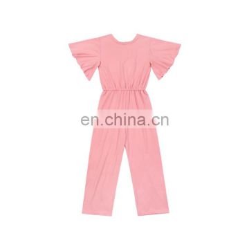 New Arrival Light Pink Newborn Jumpsuit Soild Fashion Onesie Baby Flutter  Short Sleeve Baby Girl Romper