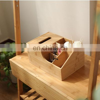 Hot Sale High Quality Multifunction Living Room Bamboo Tissue Storage Box Organizer