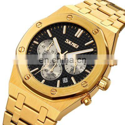 New Arrival Skmei 9296 Luxury Gold Quartz Watch  Men Black Wristwatch Customized Logo Brand Wholesale Price