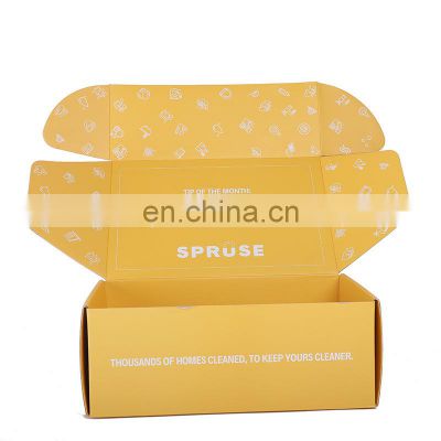 Hot sale free samples custom printed logo recycled colored  corrugated cardboard packaging shipping box yellow mailer boxes