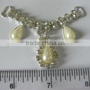 Glass Stone Rhinestone Buckles with Plastic Pearl, Sew On Buckles Notions