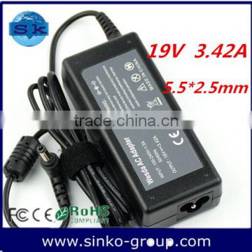 good price factory price oem switching laptop adapter for Liteon 19v 3.42a 5.5*2.5mm bent head