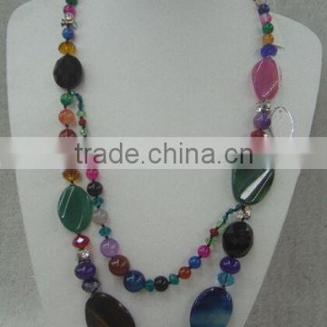 Colourful Natural Agate Necklace can OEM for Fashion Pairs Handmade Gemstone Jewelry