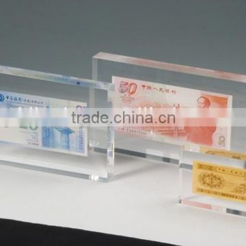 transparent cheap paper weight logo block with embedment