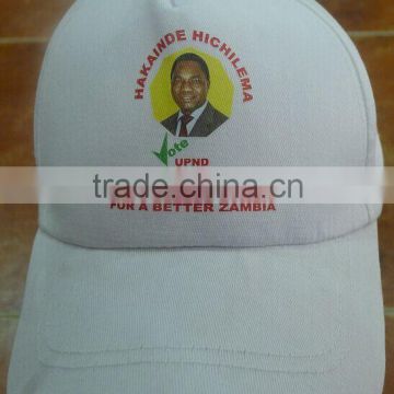zambia election baseball cap white cap with custom printing