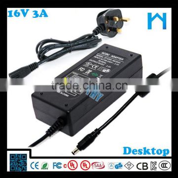 Modern 50/60Hz 16v 3a ac/dc 48w switching power adapter