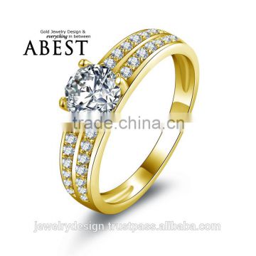 2 Row Shank 10K Gold Yellow Classic Ring Hot Sale Round Sona Synthetic Simulated Diamond Engagement Wedding Ring Jewelry Ring
