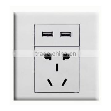 Popular fashion China/Australia wall socket with 2 USB ,suitable for AU,US,EU plug