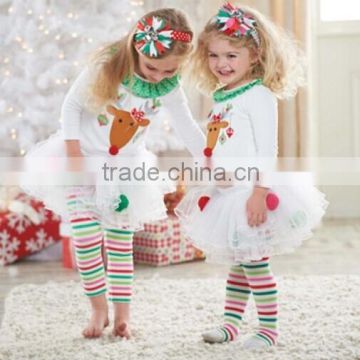 new arrival 2015 boutique christmas girls cotton suits 2-6 years girls christmas sets