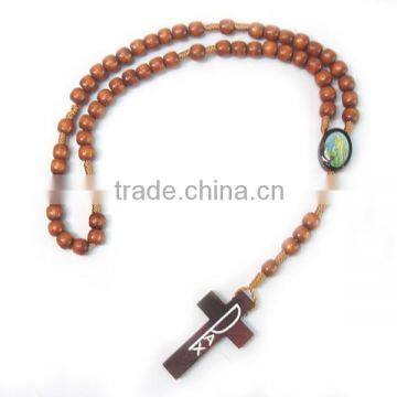 Rosary,catholic wooden beaded rosary, 2014 cheap religious necklace