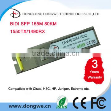 GLC-FE-100BX-D, 100Base-BX10-D SFP 1550TX/1490RX--80km, DDM, BiDi SFP Module/Transceiver