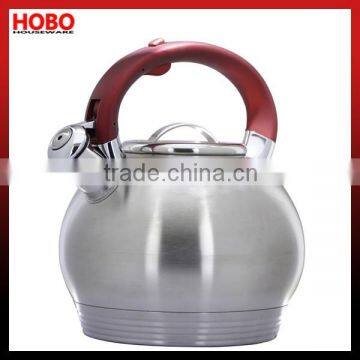 2.6L Stainless Steel Red Silicone Handle Whistling Kettle