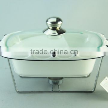 porcelain casserole with chrome stand