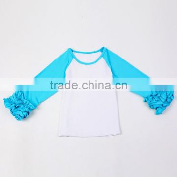 Wholesales Boy Girls Ruffle Raglan Clothes Blank Printing T-Shirts Clothing Long Sleeves Which Hot Selling On Amazon