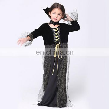 Fctory direct sale halloween style black queen cosplay costume for children