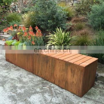 Customized high quality corten steel bench planter