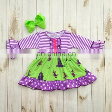 Wholesale Kids Clothes Dress 0-12 Years Old Purple ruffle Baby Girl Back To School Baby Dress