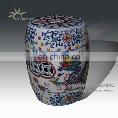 Chinese antique ming dynasty wucai colour hand ceramic garden stools