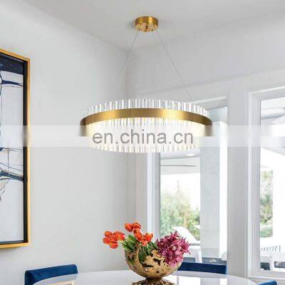 Modern Hotel Living Room Bedroom Round Crystal Chandelier Stainless Steel Decoration European Retro Luxury Pendant Lamp