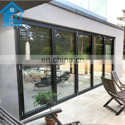 residential house high performance heat insulation double glazed effortlessly gliding aluminum folding bi-fold door