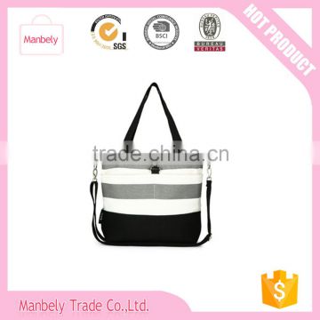 compact fashionable wide stripe mommy bag