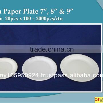 Plain Paper Plate 7", 8" & 9"