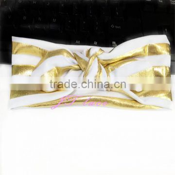 gold stripe Knot Headwrap- Knotted Headband- Baby Turban Headband- Top Knot Headband