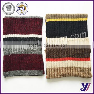 Factory Sales multicolor jacquard wool felt winter stripe knitting infinity scarf (can be customized)