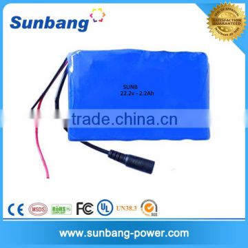 DC connector 22.2V 2200mah 18650 lithium-ion battery for Heat pad