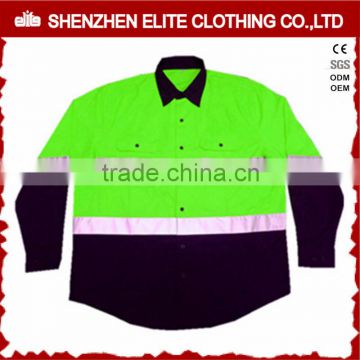 men outdoor cotton high vis work shirts green