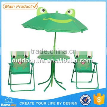 Hot selling cheap kids table and chair set with umbrella, folding children patio