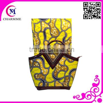 2015 Newest Ankara Wax Design WB-0068 yellow color wax bag