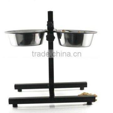 Adjustable Double Diner with H Base with 2 Bowls