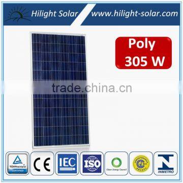 High Efficiency 305W Poly Solar PV Module, PV Solar Panels with CE, CEC, TUV, IEC, ISO certificates