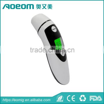 2016 FDA approved forehead/ear dual mode baby thermometer with green color lcd display