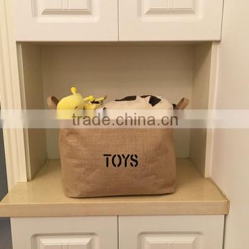 Jute Kid Eco-friendly Lego Toy Baskets for Storage , Kids Book Dirty Cloth Bamboo Basket
