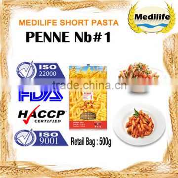 Penne 500g Bag 100% Durum Wheat semolina, Short Pasta, Penne Pasta Nb#1 , 2015 Hot Sell short pasta.