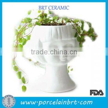 Beauty girl white ceramic head planters